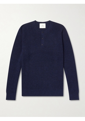 The Elder Statesman - Waffle-Knit Cashmere Henley Sweater - Men - Blue - S
