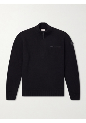 Moncler - Logo-Appliquéd Wool And Cashmere-Blend Half-Zip Sweater - Men - Black - S