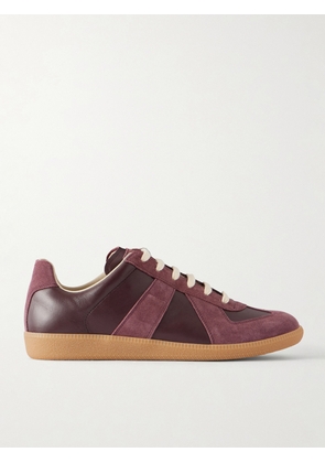 Maison Margiela - Replica Suede-Trimmed Leather Sneakers - Men - Burgundy - EU 40