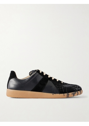 Maison Margiela - Replica Paint-Splattered Leather Sneakers - Men - Black - EU 40