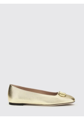 VALENTINO GARAVANI VLogo Signature Gold Laminated Nappa Ballet Flats
