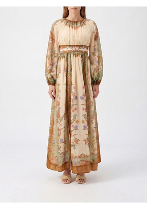 ZIMMERMANN Indra Floral-Print Cotton and Silk Long Dress with Contrast Trims
