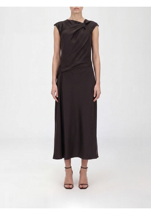 THEORY Asymmetric Neckline Satin Midi Ceremony Dress