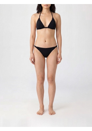COURRÈGES Triangle Bikini in Black Nylon with Tone-on-Tone Logo