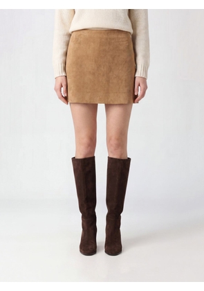 KHAITE Mid-Rise Suede Leather Pencil Mini Skirt