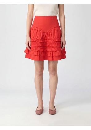 GANNI High-Waisted Tiered Mini Skirt in Embroidered Cotton with Ruffles