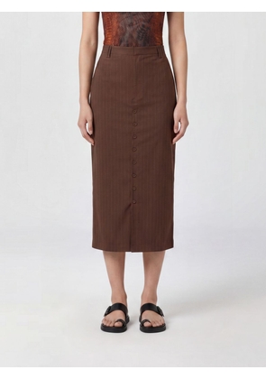 JEAN PAUL GAULTIER High-Waisted Pinstripe Wool Midi Pencil Skirt