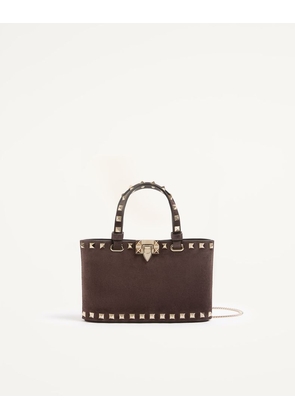 Valentino Garavani Rockstud Mini Suede Shopping Bag Woman EBONY UNI