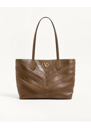 Valentino Garavani Valentino Garavani Jean Medium Shopping Bag in Nappa with Chevron Motif Woman TUNDRA UNI