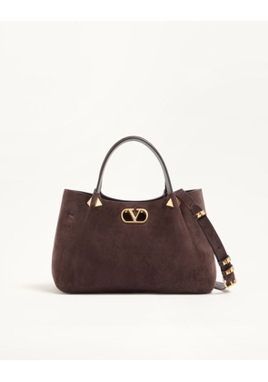 Valentino Garavani Valentino Garavani Small Shopping Bag in Soft Suede Woman EBONY UNI