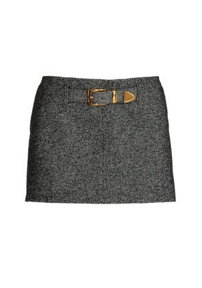 Brandon Maxwell The Gabriella Belted Wool-Cotton Mini Skirt - Moda Operandi
