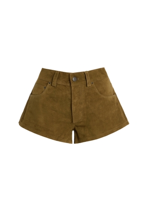 EB Denim Portman Suede Low-Rise Shorts - Moda Operandi