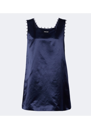 Miu Miu Embroidered cotton-blend satin minidress