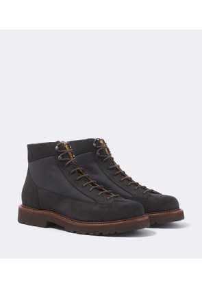 Brunello Cucinelli Suede-trimmed lace-up boots
