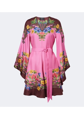 Etro Belted floral silk satin minidress