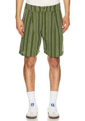 Malbon Arena Short in Chive Stripe - Green. Size 33 (also in 30, 31, 32, 34, 36).