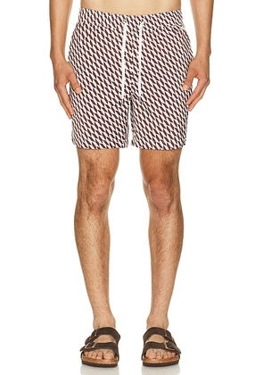 Onia Charles 7 Swim Trunk in Chocolate Multi - Multi. Size M (also in S, L, XL/1X).