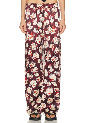 RABANNE Straight Leg Pant in Flowers Trims Purple & Yellow - Burgundy. Size 38 (also in 34, 36, 40, 42).