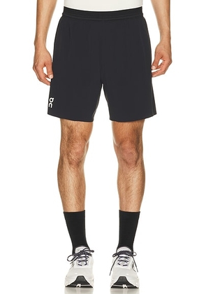 On 7 Performance Shorts in Black - Black. Size S (also in XS, M, L, XL/1X, XXL/2X).