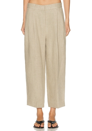 Toteme Double Pleat Linen Trouser in Beige - Beige. Size 42 (also in 36, 32, 34, 38, 40).