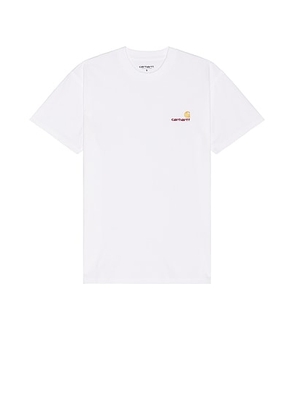 Carhartt WIP Short Sleeve American Script T-Shirt in White - White. Size M (also in S, L, XL/1X).