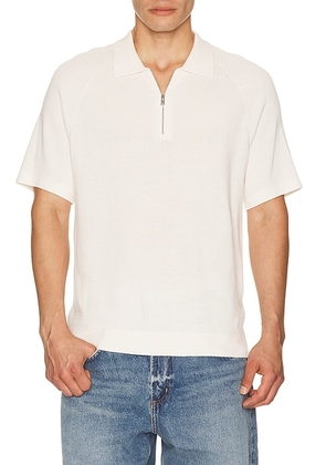 Theory Short Sleeve Zip Polo in Winter Ivory - White. Size XL/1X (also in M, S, L, XXL/2X).