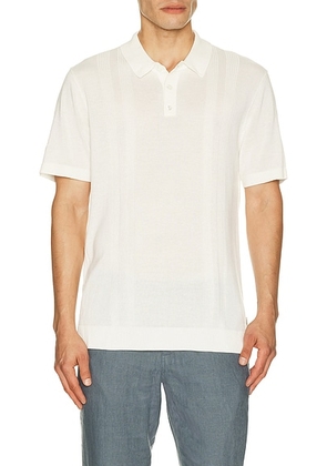 Onia Silk Ribbed Knit Polo Shirt in Ivory - Ivory. Size L (also in S, M, XL/1X).