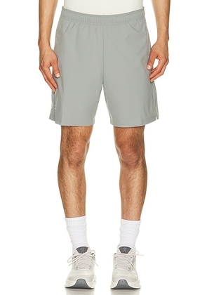 On 7 Core Shorts in Apollo - Grey. Size XS (also in S, M, L, XL/1X, XXL/2X).