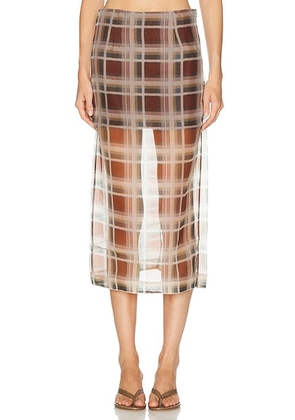 FRAME The Plaid Organza Skirt in Silver Peony Mult - Multi. Size 00 (also in 0, 2).