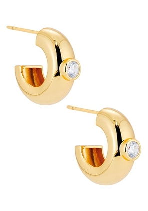 MEGA Large Cz Donut Earring in 14k Yellow Gold Plated - Metallic Gold. Size all.