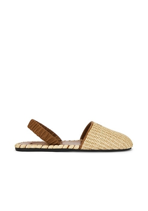 Miu Miu Ruches Slingback Flat in Naturale - Beige. Size 37 (also in 36, 37.5, 38, 39, 39.5, 41).