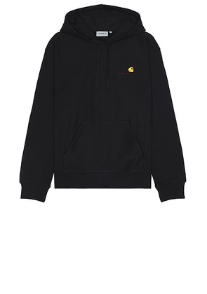 Carhartt WIP American Script Hoodie in Black - Black. Size S (also in M, L, XL/1X).