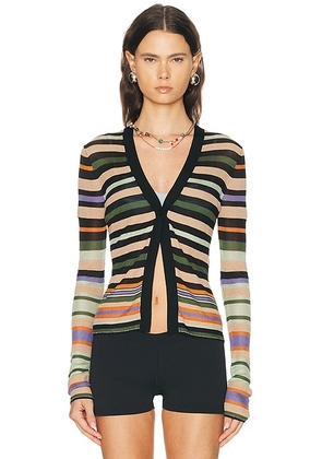 Tropic of C Linear Cardigan in Stripe - Multi. Size L (also in S, XS).