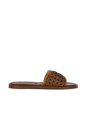 Miu Miu Intreccio Ciabette Slide in Cognac - Brown. Size 36 (also in 37.5, 38, 40).