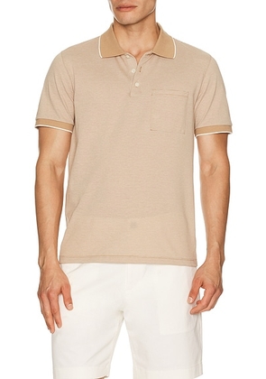 Theory Birdseye Polo in Fresh Khaki Multi - Beige,White. Size M (also in S, L, XL/1X, XXL/2X).