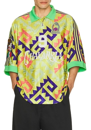 Adidas Originals x Willy Chavarria Portero Jersey Shirt in Solar Lemon  Pure Purple  & Solar Turbo - Multi. Size XL/1X (also in L, M, XXL/2X).
