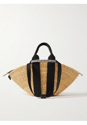 MUUÑ - Sophie Mini Webbing-trimmed Woven Straw Tote - Brown - One size