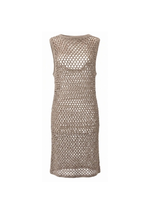 Malo Beige Cotton Women Dress - M