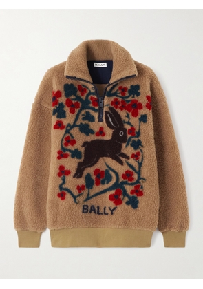 BALLY - Printed Fleece Half-zip Sweater - Brown - IT36,IT38,IT40,IT42,IT44,IT46,IT48,IT50