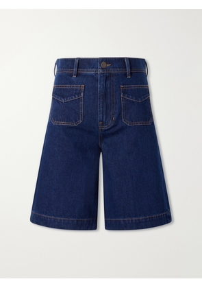 Veronica Beard - Carter Cotton And Silk-blend Denim Shorts - Blue - 23,24,25,26,27,28,29,30,31,32