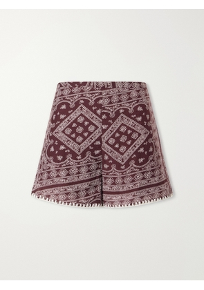 Veronica Beard - Tennison Printed Cotton-blend Voile Shorts - Burgundy - x small,small,medium,large,x large