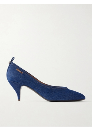 Versace - Tina 65 Medusa-embellished Denim Pumps - Blue - IT36,IT36.5,IT37,IT37.5,IT38,IT38.5,IT39,IT39.5,IT40,IT40.5,IT41