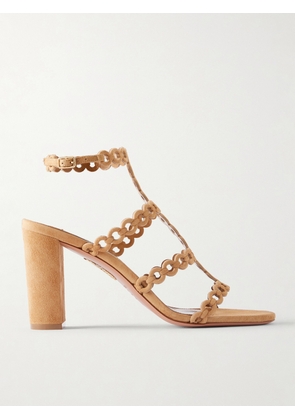 Aquazzura - Infinity Chain 85 Cutout Suede Sandals - Brown - IT35,IT36,IT36.5,IT37,IT37.5,IT38,IT38.5,IT39,IT39.5,IT40,IT40.5,IT41,IT41.5,IT42