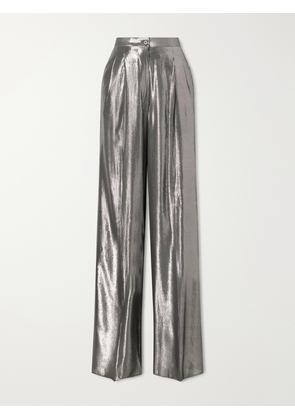 Giuliva Heritage - The Elsa Pleated Lamé Wide-leg Trousers - Silver - IT36,IT38,IT40,IT42,IT44,IT46