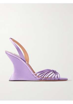 Aquazzura - Serenity 95 Satin Wedge Sandals - Purple - IT36,IT36.5,IT37,IT37.5,IT38,IT38.5,IT39,IT39.5,IT40,IT40.5,IT41,IT41.5,IT42