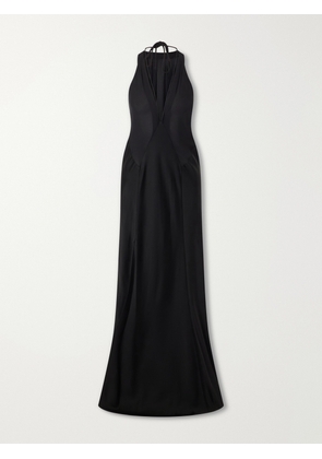 Victoria Beckham - Paneled Satin Halterneck Gown - Black - UK 4,UK 6,UK 8,UK 10,UK 12