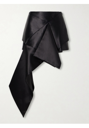 JW Anderson - Cross Draped Cotton And Silk-blend Satin Mini Skirt - Black - UK 6,UK 8,UK 10,UK 12,UK 14