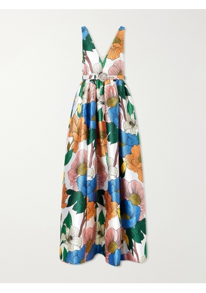 Borgo de Nor - Isabella Belted Floral-print Taffeta Maxi Dress - Multi - UK 6,UK 8,UK 10,UK 12,UK 16