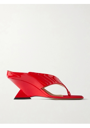 The Attico - Cheope 65 Leather Wedge Thong Sandals - Red - IT35,IT36,IT36.5,IT37,IT37.5,IT38,IT38.5,IT39,IT39.5,IT40,IT41