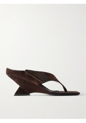 The Attico - Cheope 65 Suede Wedge Thong Sandals - Black - IT35,IT36,IT36.5,IT37,IT37.5,IT38,IT38.5,IT39,IT39.5,IT40,IT41